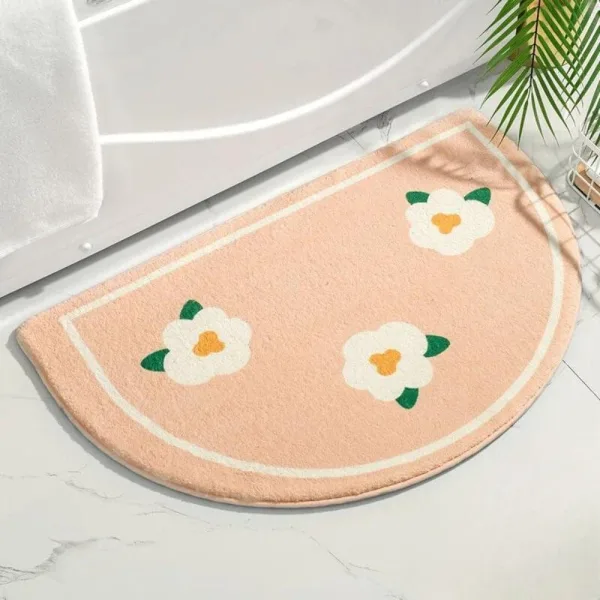 Tapis de Bain Beige et Blanc