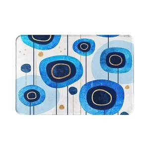 tapis de bain coloré motif bleu
