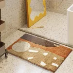 tapis de bain confortable marron et beige