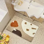 tapis de bain doux marron et beige
