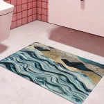 tapis de bain style marbre bleu